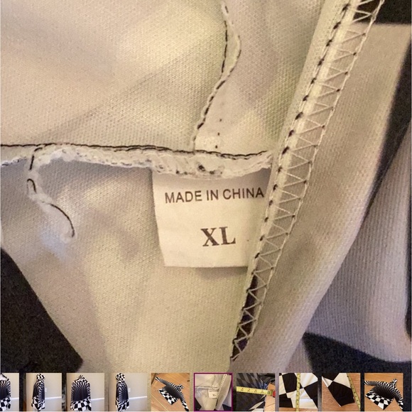 Unisex optical illusion polyester hoodie in black and white. Size XL. - Picture 7 of 11